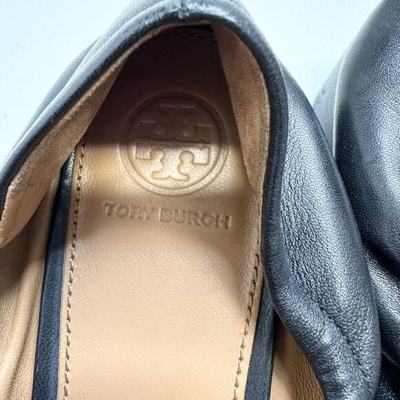 Tory Burch Women’s BENTON 2 BALLET SCRUNCH BACK Nappa Leather Size 8.5 BLACK - Picture 3 of 10